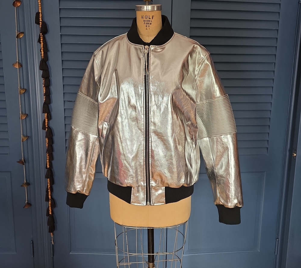 Vintage 90s Cool Generation Silver Metallic Bomber Jacket - Size L